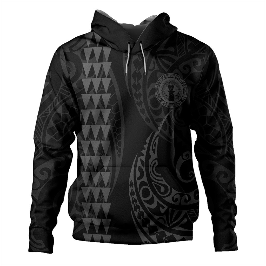 Northern Mariana Islands Hoodie Kakau Style Black Hoodie
