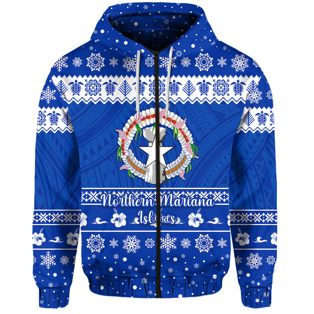 Northern Mariana Islands Christmas Zip Hoodie Simple Style