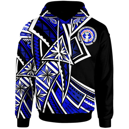 Northern Mariana Islands Hoodie Tribal Flower Special Pattern Blue Color