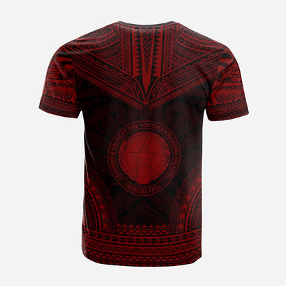 Northern Mariana Island Custom Personalised T Shirt Northern Mariana Island Seal Polynesian Chief Tattoo Red Version
