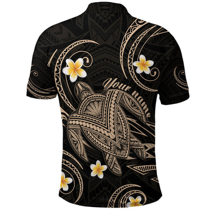 Custom Personalised Hawaii Polo Shirt Hawaiian Turtle Plumeria Mixed Polynesian Nude Style