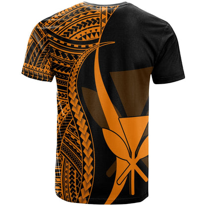 Hawaii Custom Personalised T - Shirt Kanaka Maoli Orange - Polynesian Tentacle Tribal Pattern
