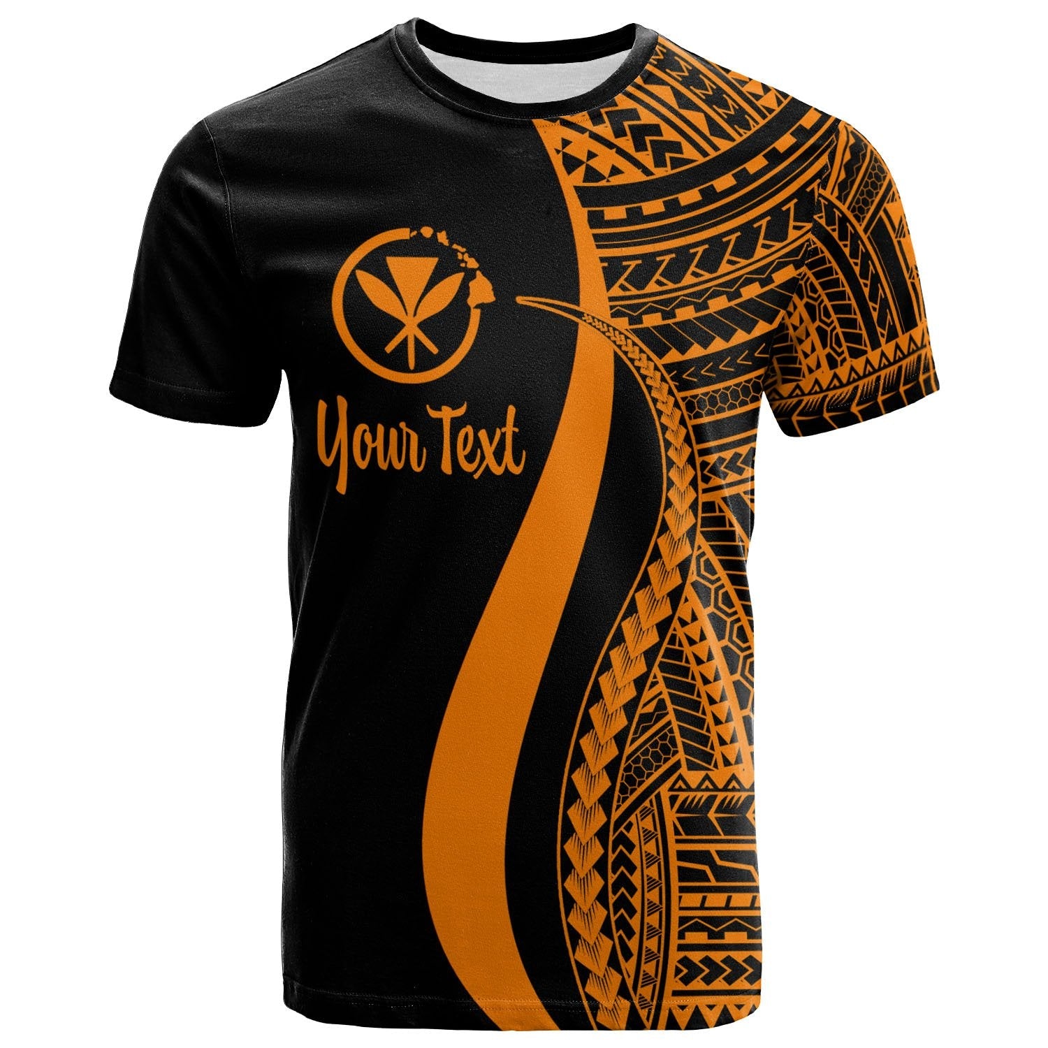 Hawaii Custom Personalised T - Shirt Kanaka Maoli Orange - Polynesian Tentacle Tribal Pattern