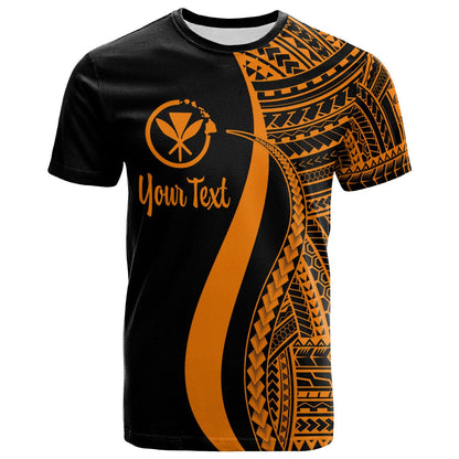 Hawaii Custom Personalised T - Shirt Kanaka Maoli Orange - Polynesian Tentacle Tribal Pattern