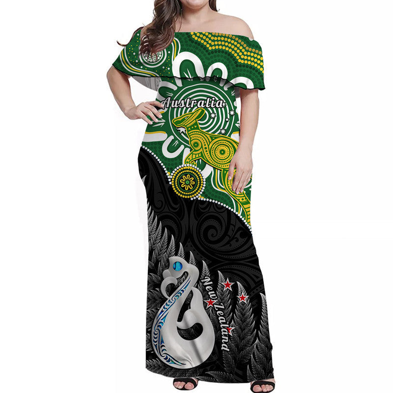 New Zealand And Australia Off Shoulder Long Dress Aboriginal Mix Aotearoa Maori Unique