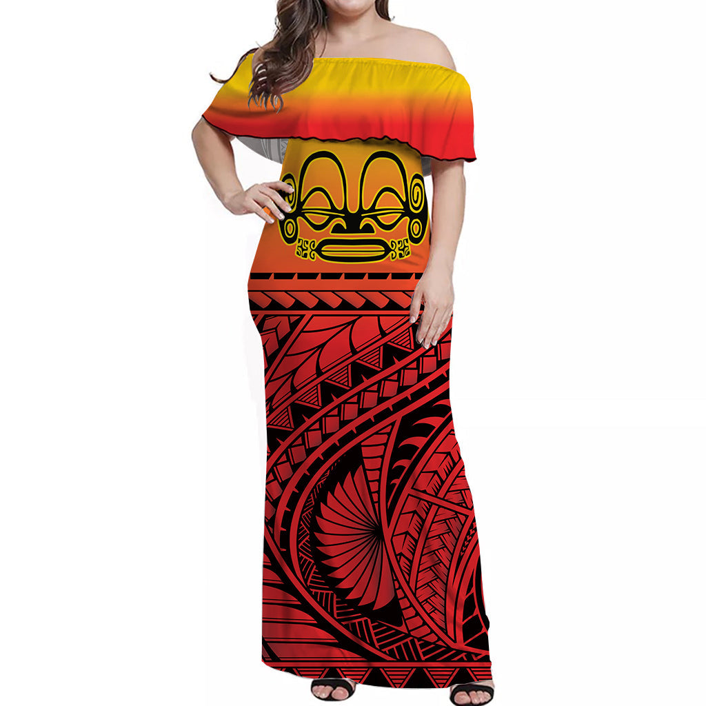 Marquesas Islands Off Shoulder Long Dress Tiki