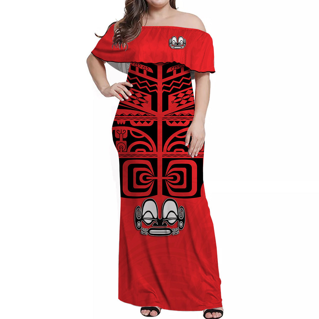 Marquesas Islands Off Shoulder Long Dress Marquesas Tattoo