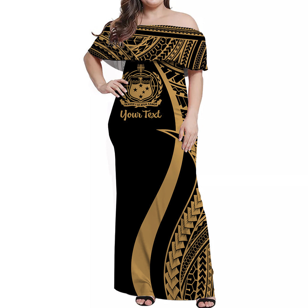 Custom Personalised Samoa Off Shoulder Long Dress Golf Polynesian Tentacle Tribal