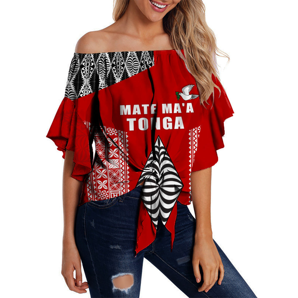 Tonga Rugby Off Shoulder Waist Wrap Top - Mate Ma'a Tonga
