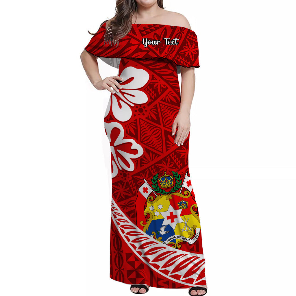 Tonga Rugby Off Shoulder Long Dress Kupesi Ngatu Ver.09