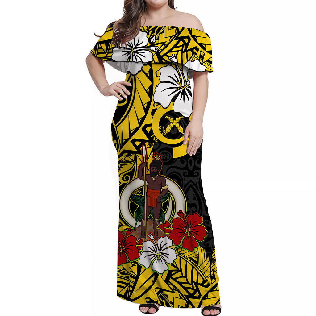 Vanuatu Off Shoulder Long Dress Polynesia Delightful Version 01