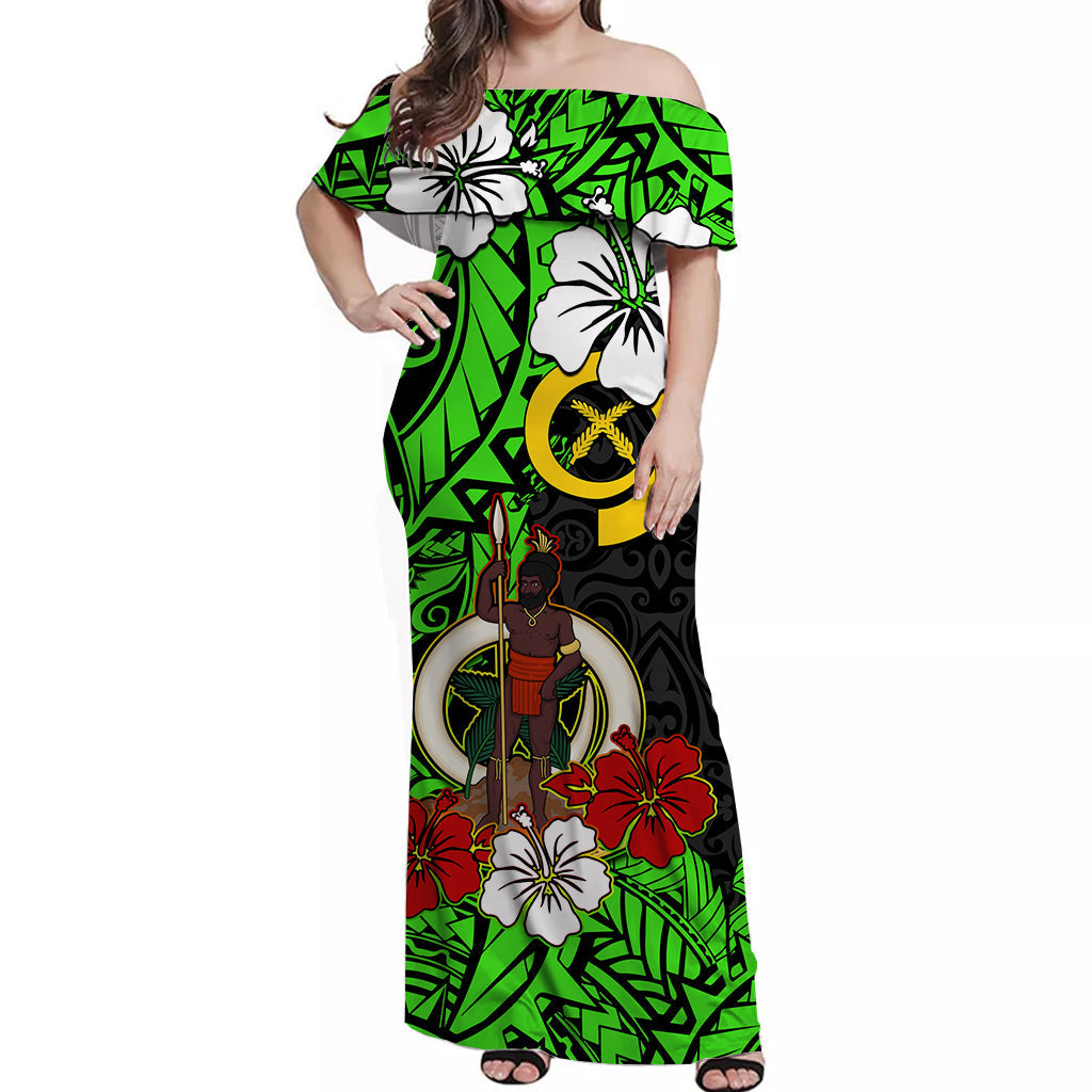 Vanuatu Off Shoulder Long Dress Polynesia Delightful Version 02