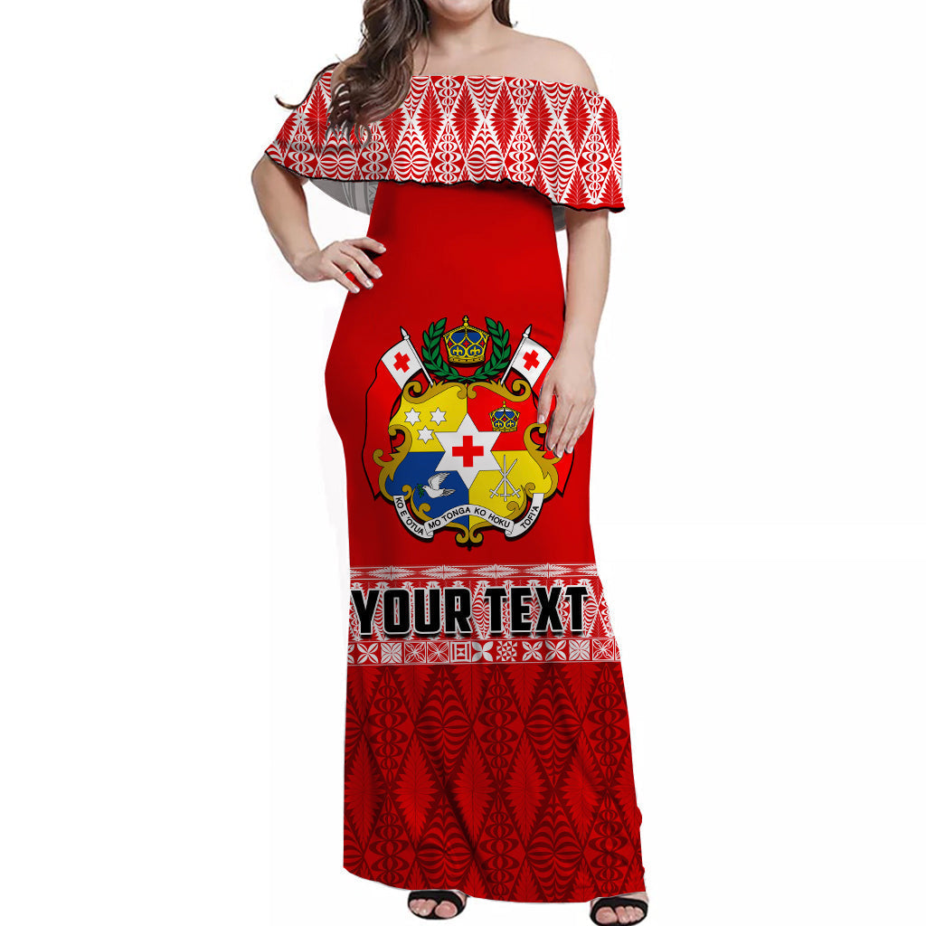 Tonga Rugby Off Shoulder Long Dress Kupesi Ngatu Ver.05