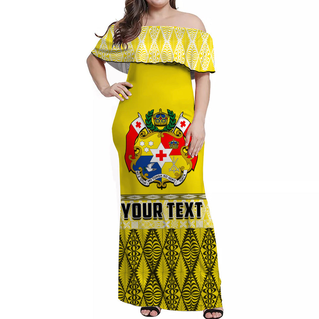 Tonga Rugby Off Shoulder Long Dress Kupesi Ngatu Ver.06
