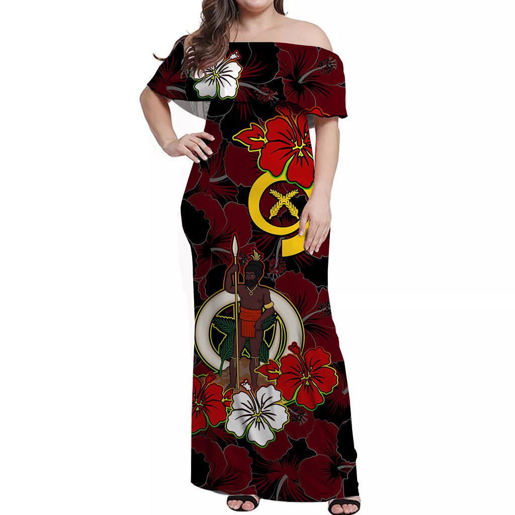 Vanuatu Off Shoulder Long Dress Polynesia Delightful Version 07