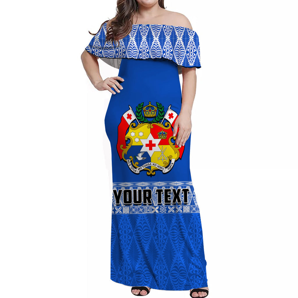 Tonga Rugby Off Shoulder Long Dress Kupesi Ngatu Ver.07