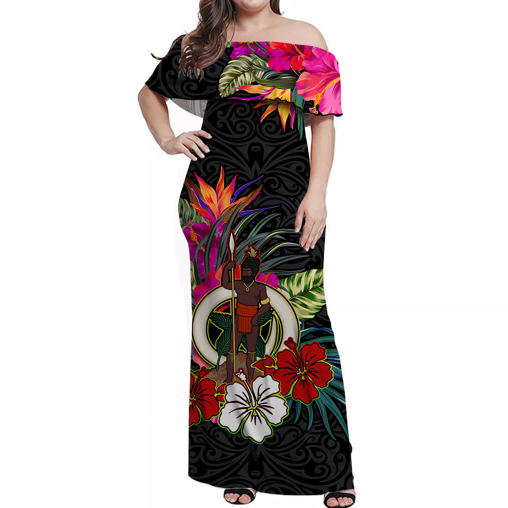 Vanuatu Off Shoulder Long Dress Polynesia Delightful Version 08