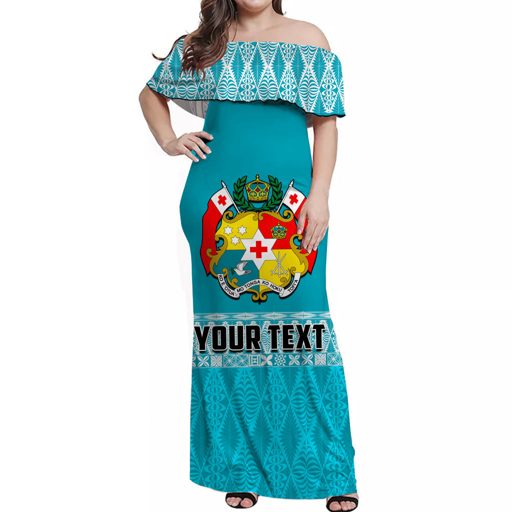 Tonga Rugby Off Shoulder Long Dress Kupesi Ngatu Ver.08