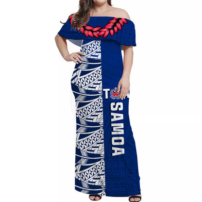 Matching Outfits For Couples Toa Samoa Rugby Combo Dress and Hawaiian Shirt Siamupini Ula Fala Blue