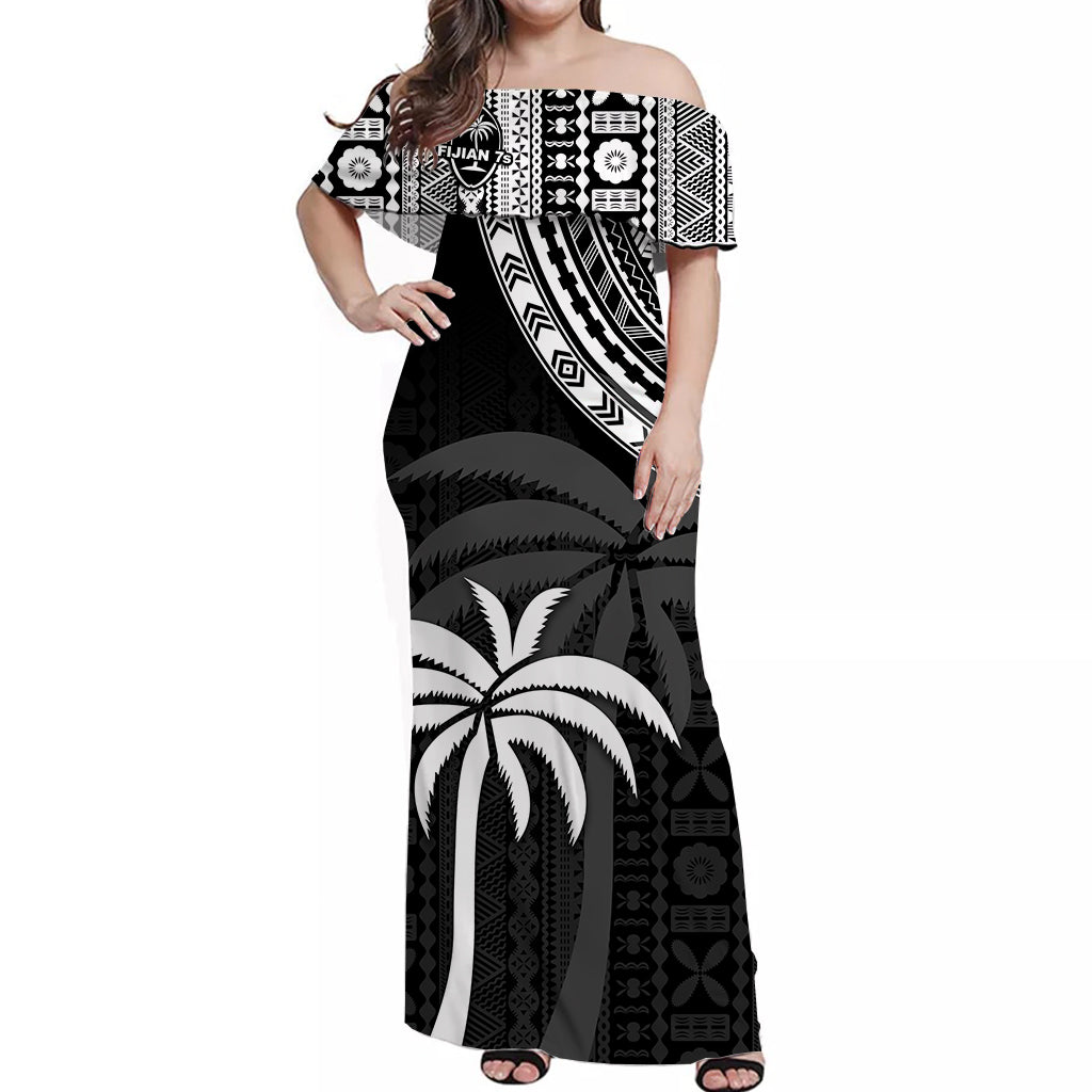 Fiji Rugby Sevens Off Shoulder Long Dress Fijian 7s Tapa Polynesian