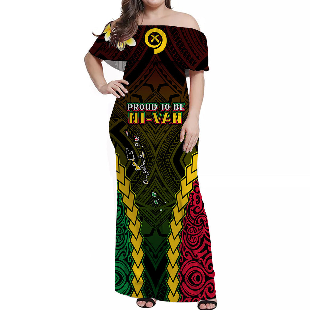 Vanuatu Indigenous Off Shoulder Long Dress Proud To Be Ni Vanuatu Polynesian Pattern