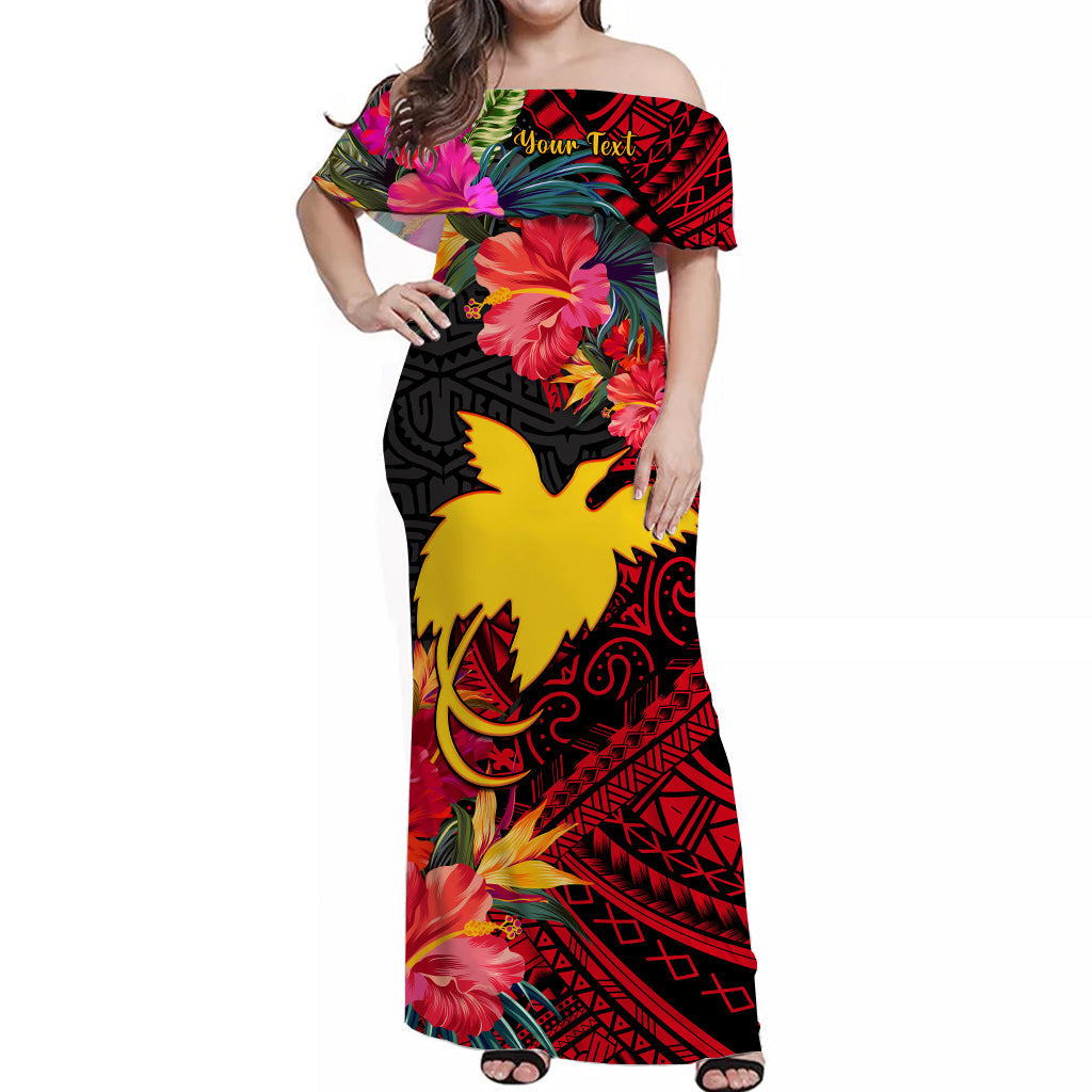 Custom Personalised Papua New Guinea Off Shoulder Long Dress Bird of Paradise Ver.02