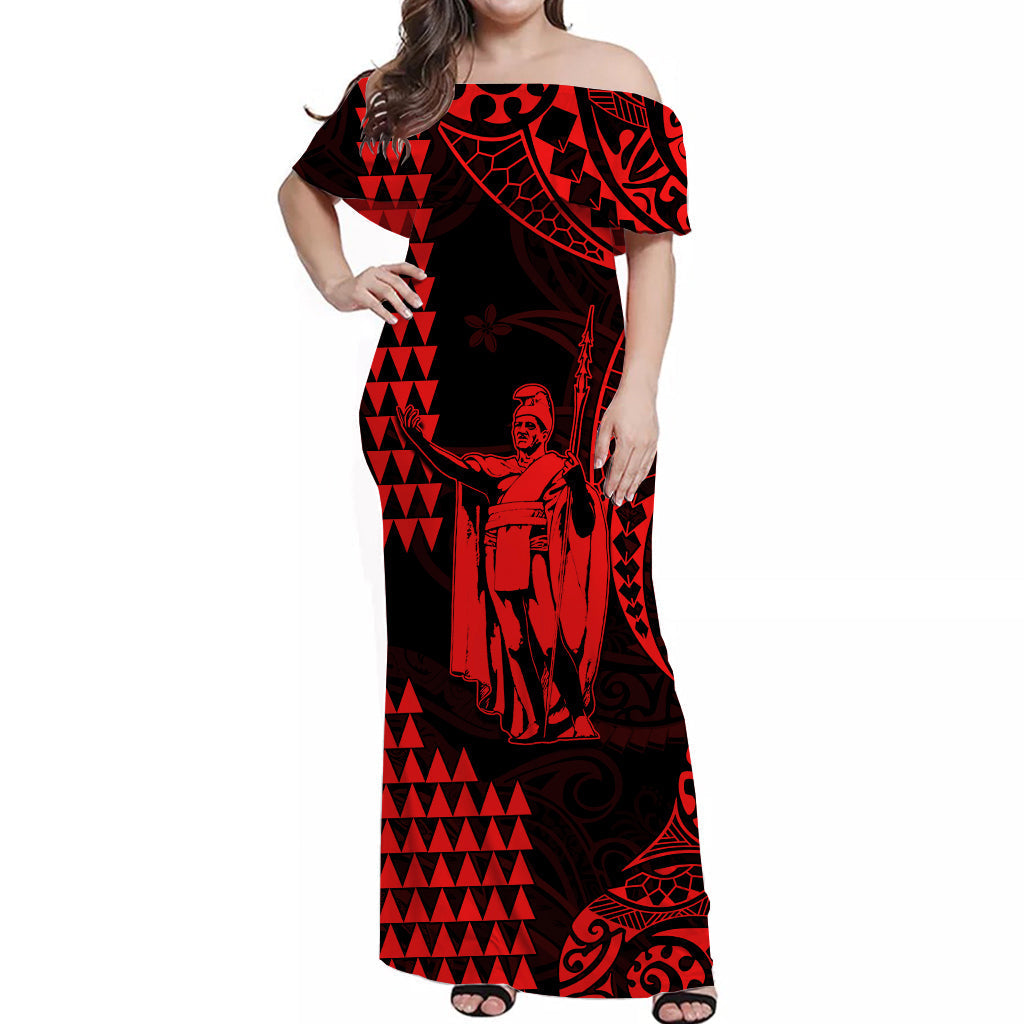 (Custom Personalised) Hawaii Day Kakau Matching Outfits For Couples Dress and Shirt Proud To Be Hawaiian Red King Kamehameha and Kanaka Maoli