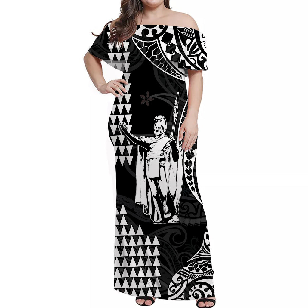 (Custom Personalised) Hawaii Day Kakau Matching Outfits For Couples Dress and Shirt Proud To Be Hawaiian Black King Kamehameha and Kanaka