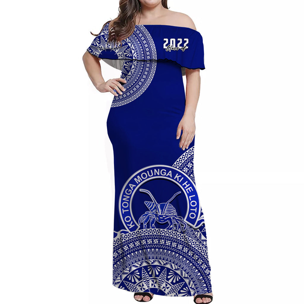 Queen Salote Tonga College Off Shoulder Long Dress Class Of Year Tongan Ngatu Pattern