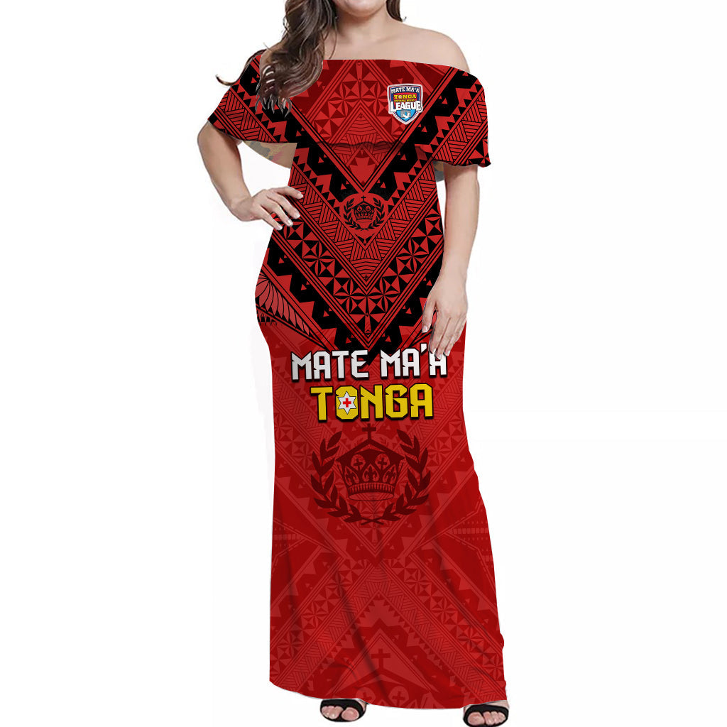 Matching Outfits For Couples Tonga Rugby MMT Combo Dress and Hawaiian Shirt Ngatu Mate Maa Tonga Simple