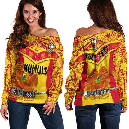Papua New Guinea Rugby Off Shoulder Sweater PNG Kumuls Bird Of Paradise Yellow