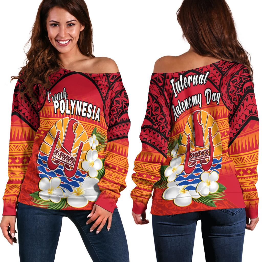 French Polynesia Off Shoulder Sweater Happy Internal Autonomy Day Special Version