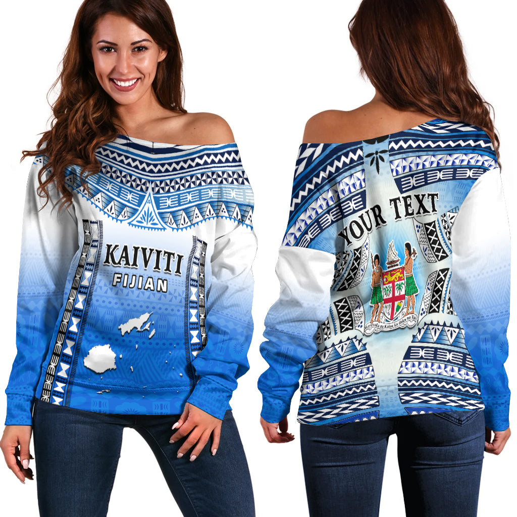 Custom Text And Number Fiji Off Shoulder Sweater Kaiviti Fijian Special Tapa Pattern