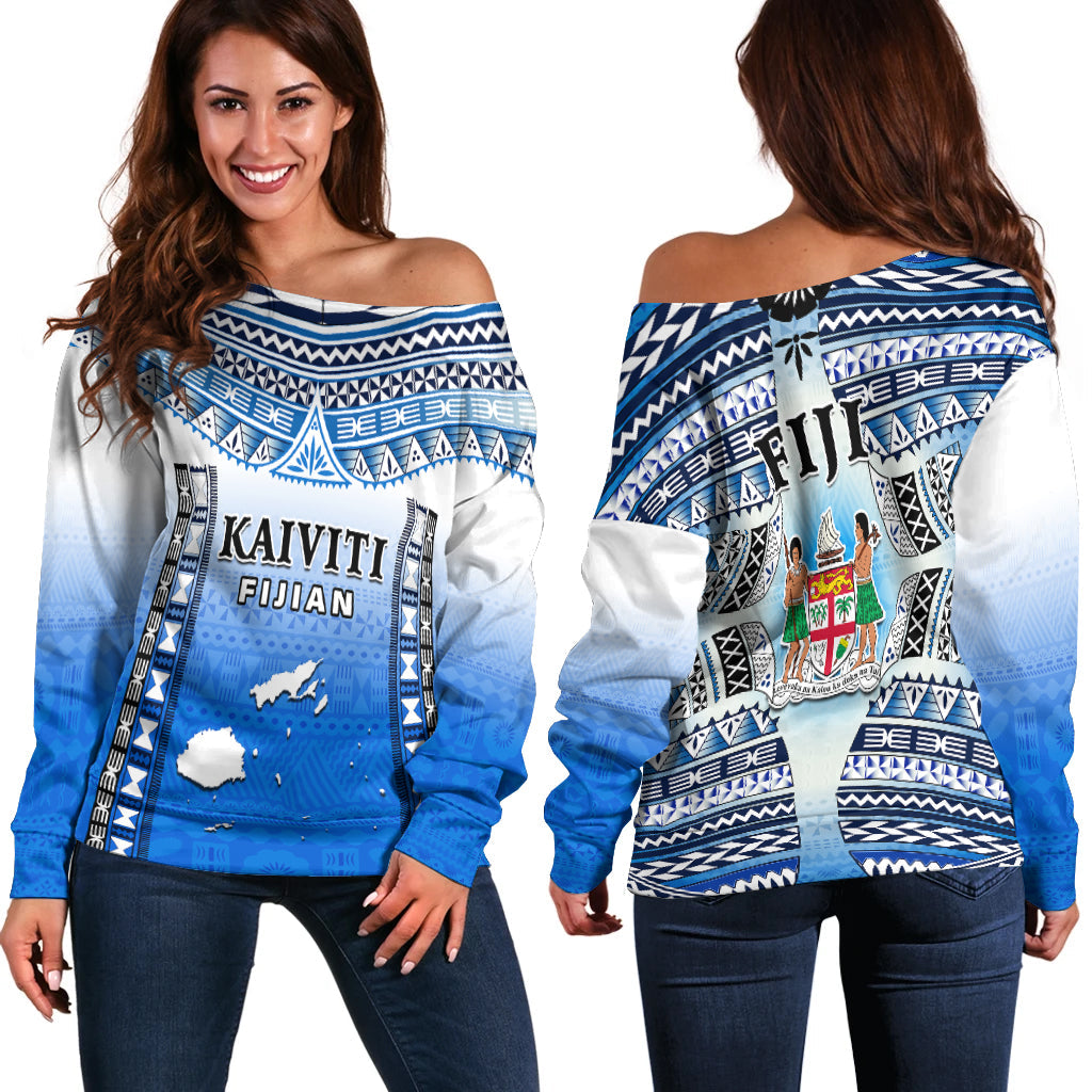 Fiji Off Shoulder Sweater Kaiviti Fijian Special Tapa Pattern