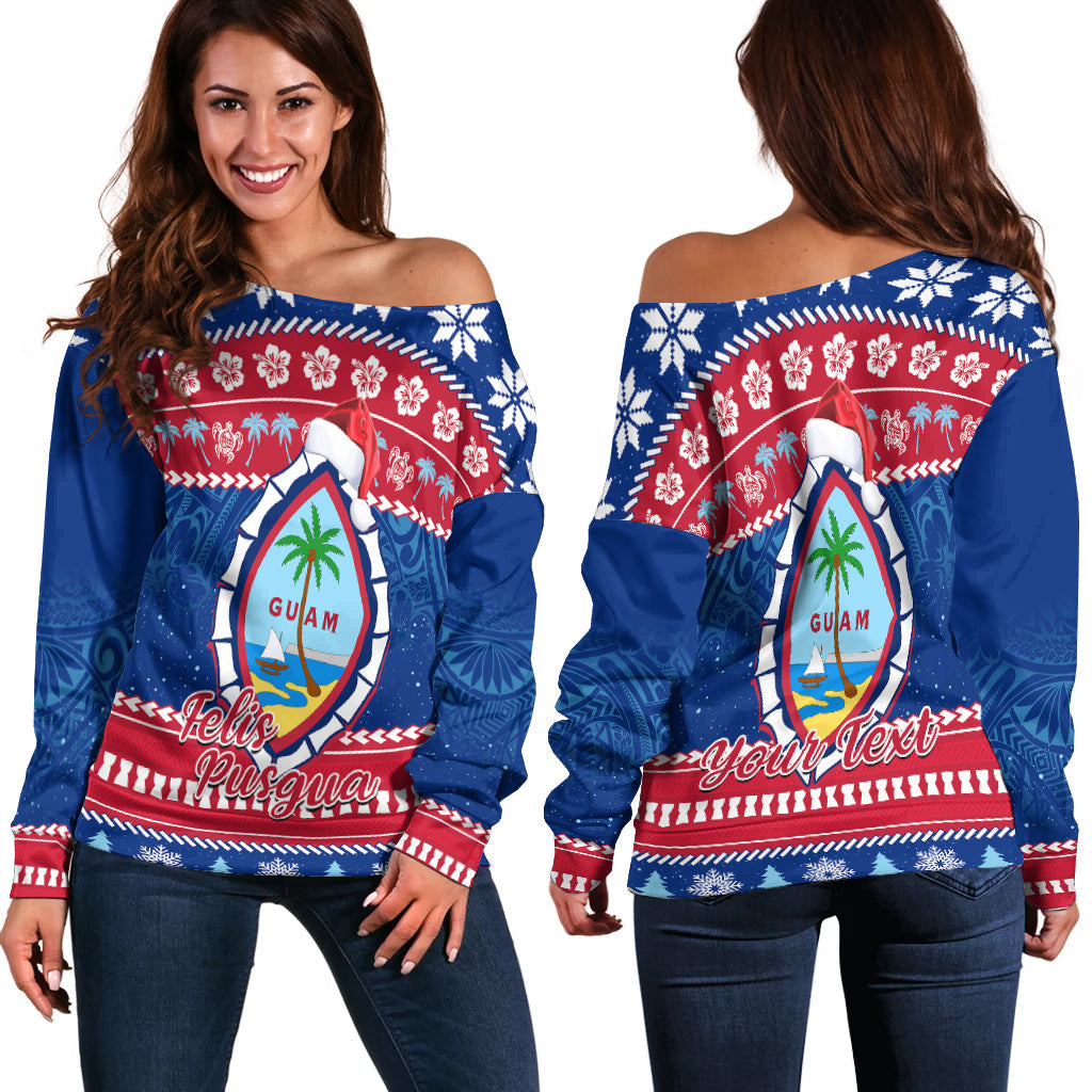 (Custom Personalised) Guam Christmas Off Shoulder Sweater Guaman Seal Polynesian Felis Pusgua