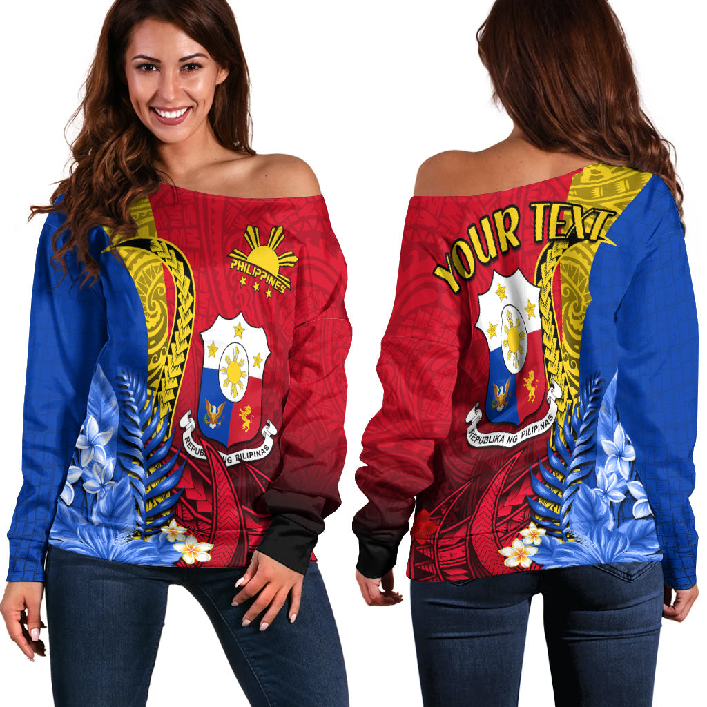 (Custom Personalised) Philippines Sampaguita Off Shoulder Sweater Special Polynesian Sun Filipino