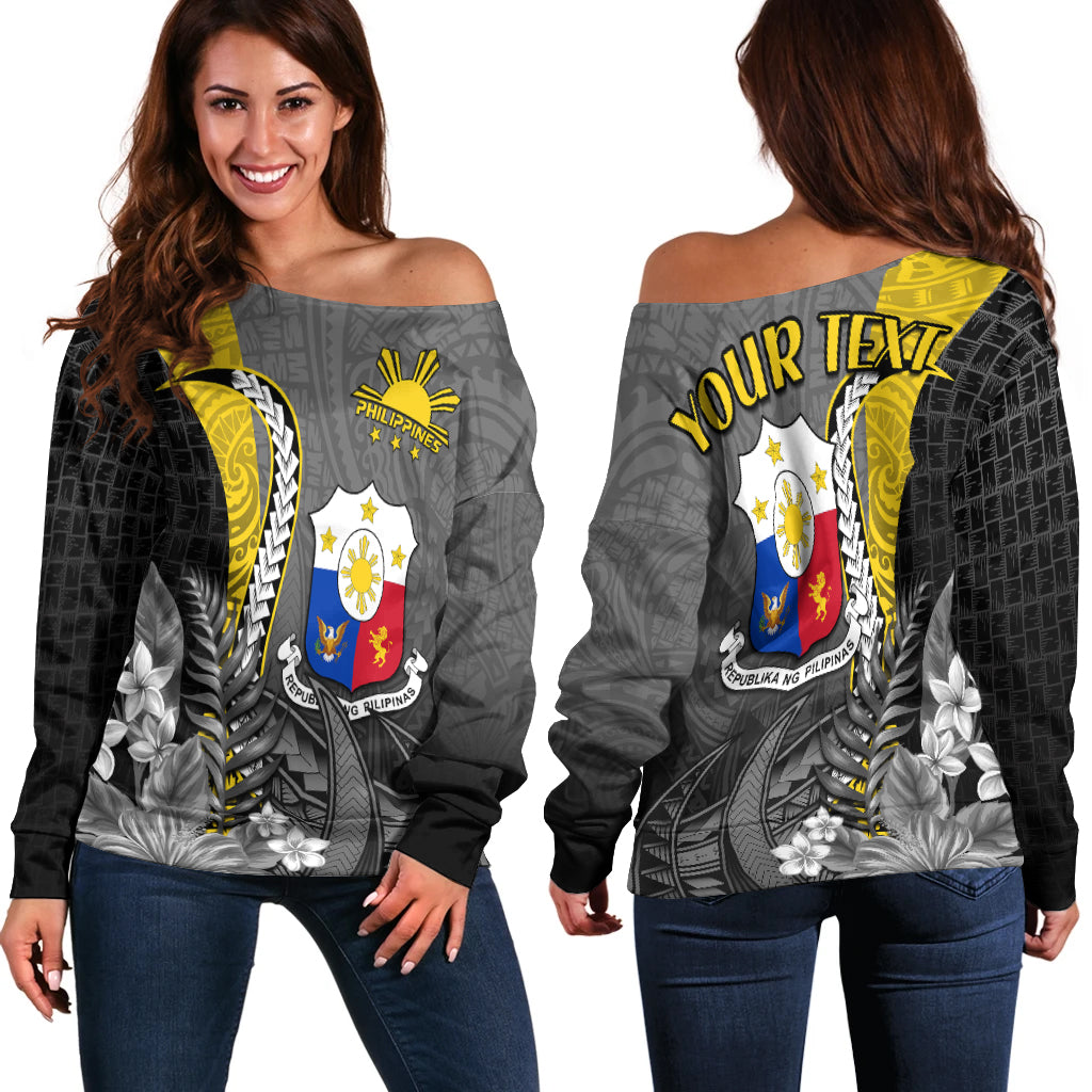 (Custom Personalised) Philippines Sampaguita Off Shoulder Sweater Simple Polynesian Sun Filipino