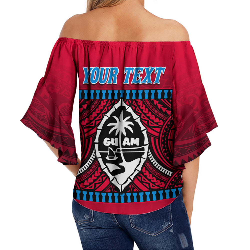 (Custom Personalised) Guam Chamorro Off Shoulder Waist Wrap Top Latte Stone Red Polynesian Haligi