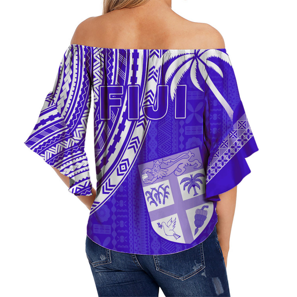 Fiji Rugby Sevens Off Shoulder Waist Wrap Top Fijian 7s Tapa Polynesian Purple