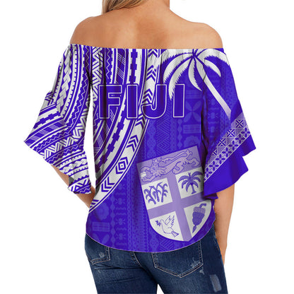 Fiji Rugby Sevens Off Shoulder Waist Wrap Top Fijian 7s Tapa Polynesian Purple