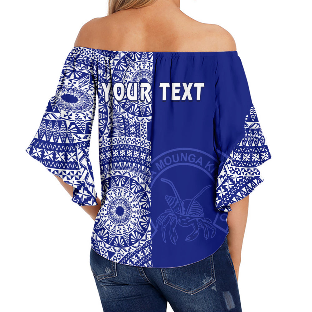 (Custom Personalised) Queen Salote Tonga College Off Shoulder Waist Wrap Top Tongan Ngatu Pattern