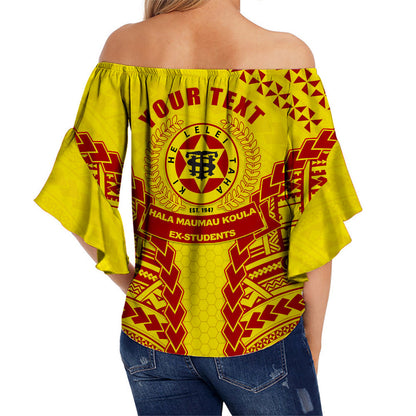 (Custom Personalised) Tonga High School Off Shoulder Waist Wrap Top Gold
