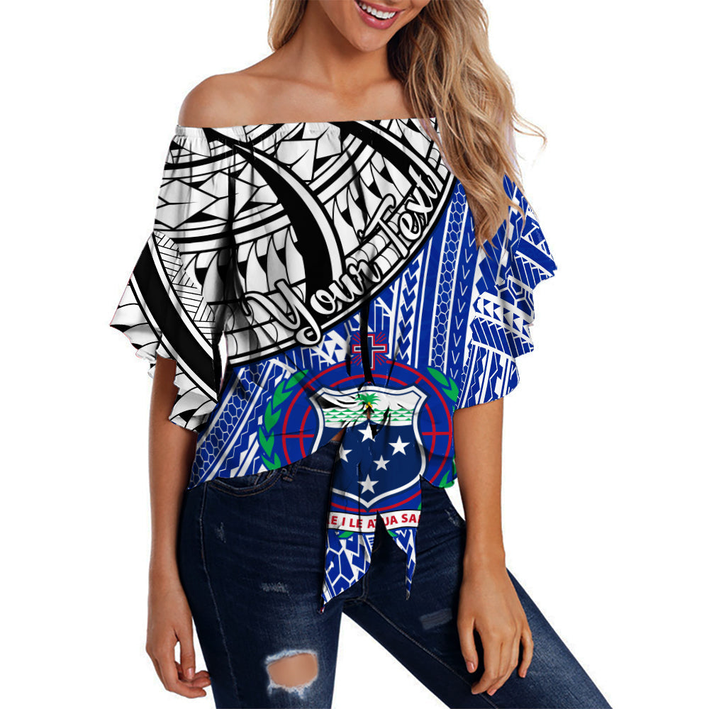 (Custom Personalised) Samoa Off Shoulder Waist Wrap Top Samoan Pattern Newest