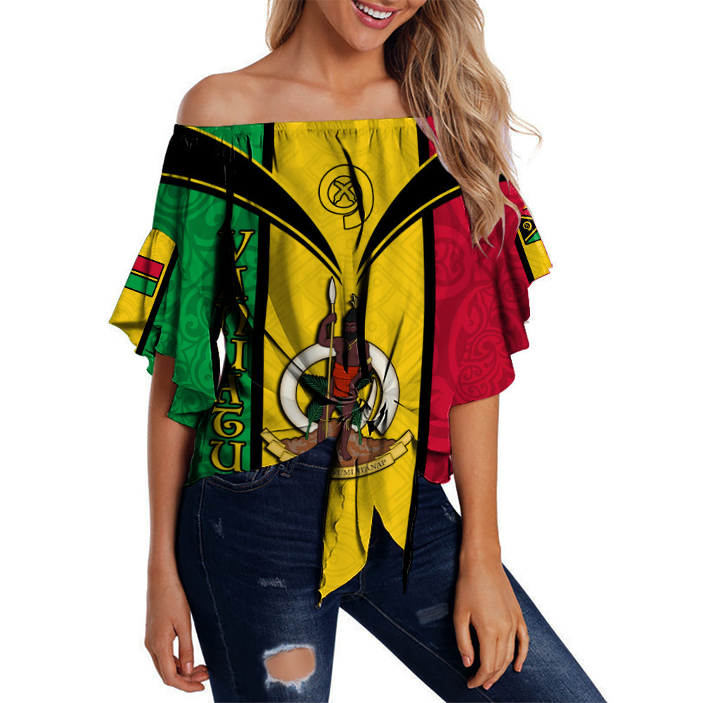 Vanuatu Off Shoulder Waist Wrap Top Pig Tusk Polynesian