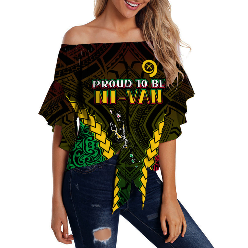 Vanuatu Indigenous Off Shoulder Waist Wrap Top Proud To Be Ni - Vanuatu Polynesian Pattern