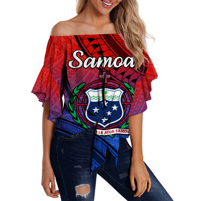Samoa Off Shoulder Waist Wrap Top Style Gradient Sporty Original