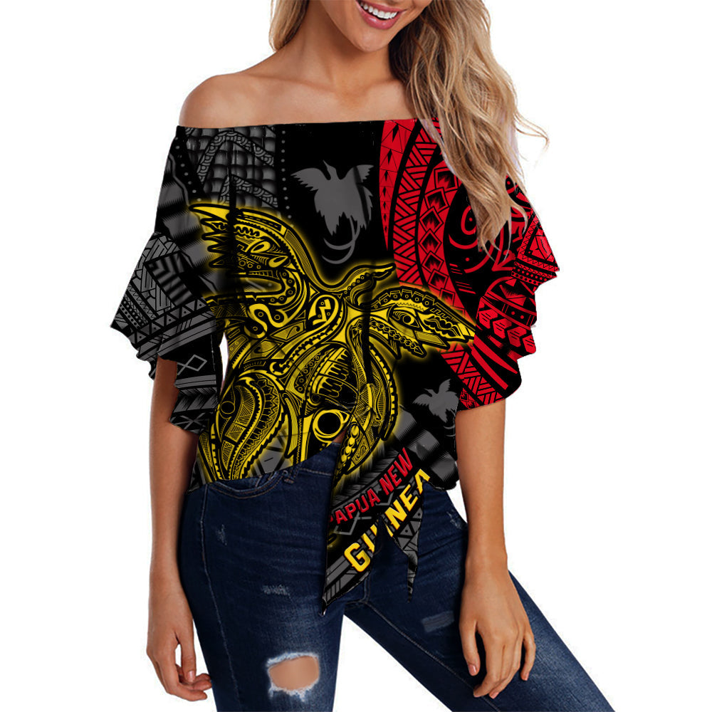 Papua New Guinea Off Shoulder Waist Wrap Top Raggiana Birds Of Paradise Happy 47th Independence Day