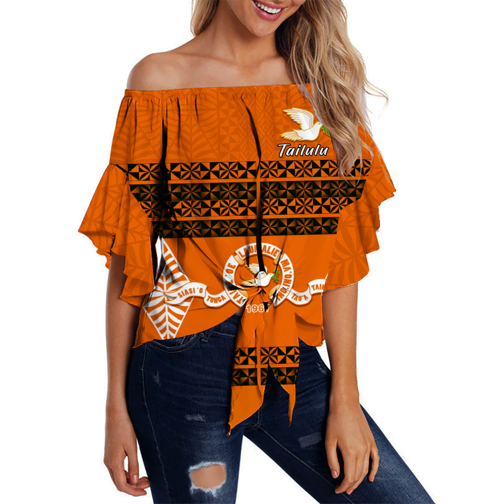 Tailulu College Off Shoulder Waist Wrap Top Tonga Pattern