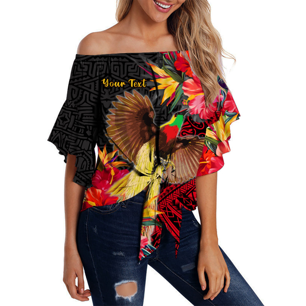 (Custom Personalised) Papua New Guinea Off Shoulder Waist Wrap Top Bird of Paradise