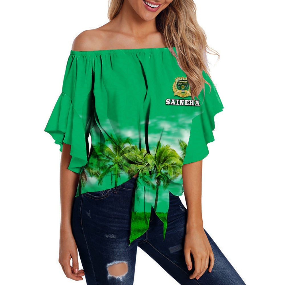 Saineha High School Off Shoulder Waist Wrap Top Original
